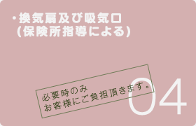 換気扇及び吸気口(保険所指導による)